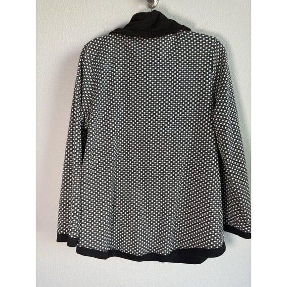 Chico’s Weekend Cowl Neck Top Black Gray Dot Long Sleeve Women’s Size 2 - Picture 14 of 14